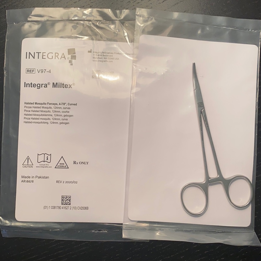 V97-4 Integra Miltex Halstead Mosquito Forceps, 4 7/8 in. Curved